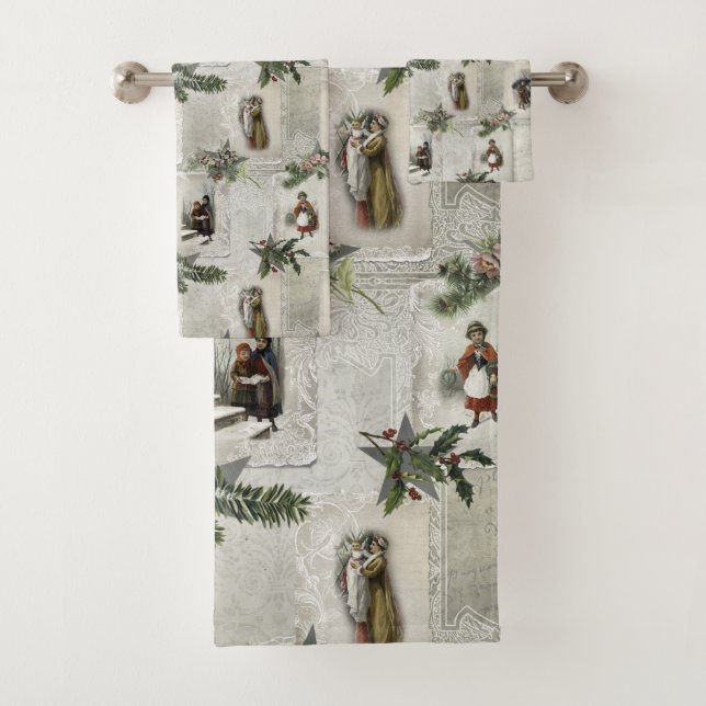 Vignettes de Noël victoriennes avec verdure d'hive (En situation)