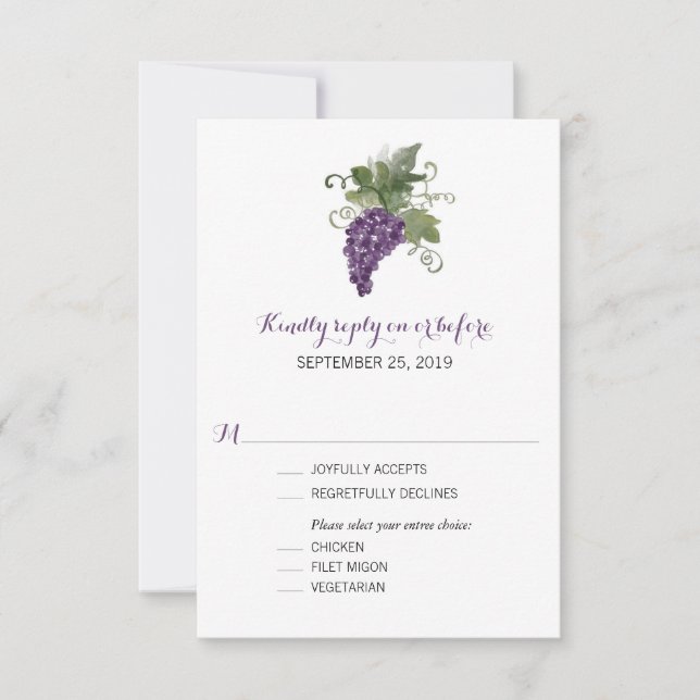 Vignoble aquarelle | Mariage RSVP (Devant)