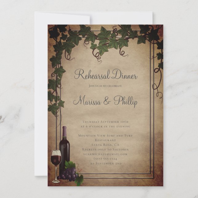 Vignoble rustique Faire-part de mariage vinicole (Devant)