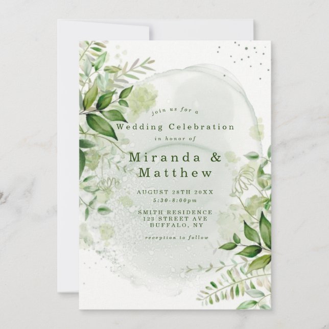 Vignoble rustique Verdure Blanc Mariage Invitation (Devant)