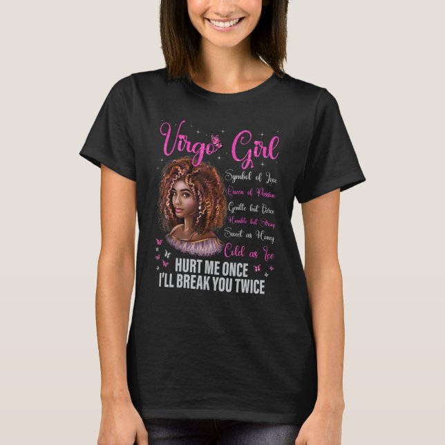 Vigro Girl Black Queen Zodiac Birthday Afro Natura T-Shirt (Vorderseite)