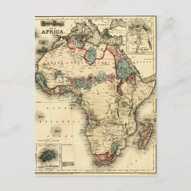 Viintage 1874 Karte von Afrika Antique African Pri (Vorderseite)