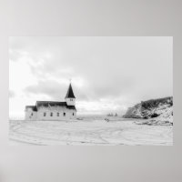 Vík i Myrdal Church Black and White