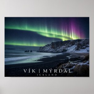 Vík í Mýrdal Meeresstapel Island A4 Poster