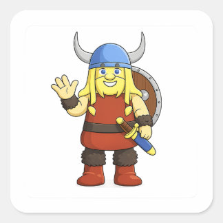 Viki the Viking Cartoon Character Square Sticker