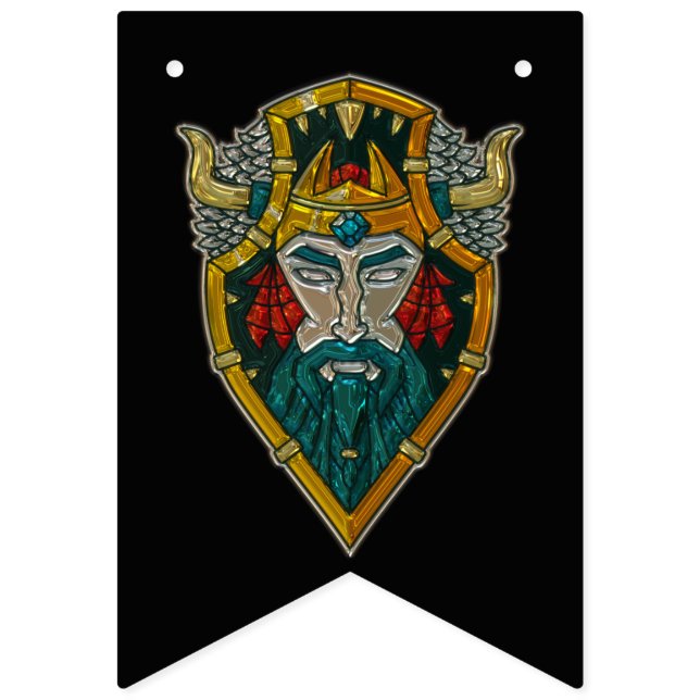 Viking Age Portrait Metallic Look Wimpelkette (Erste Fahne)
