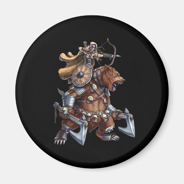 Viking Archer Riding War Bear Magnet (Vorne)