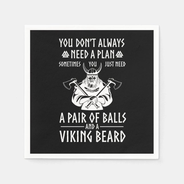 Viking Bearded Warrior Valhalla Ax Norse Mytholog Serviette (Vorderseite)