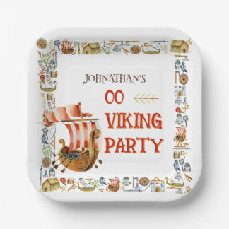 Viking Birthday Boys 1–7 Galleon warrior ship Pappteller