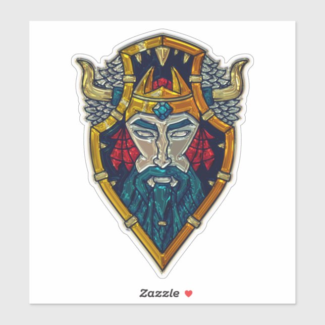 Viking Blue Bard Metallic look Aufkleber (Blatt)