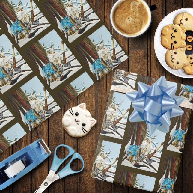 Viking Cat Blue Dragon Geschenkpapier (Von Creator hochgeladen)