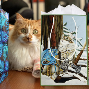 Viking Cat Blue Dragon Mittlere Geschenktüte