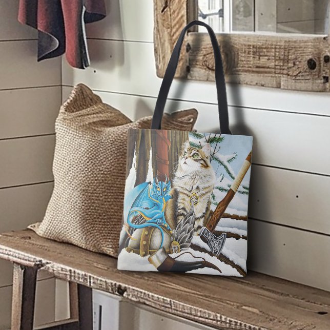 Viking Cat Blue Dragon Tasche (Von Creator hochgeladen)