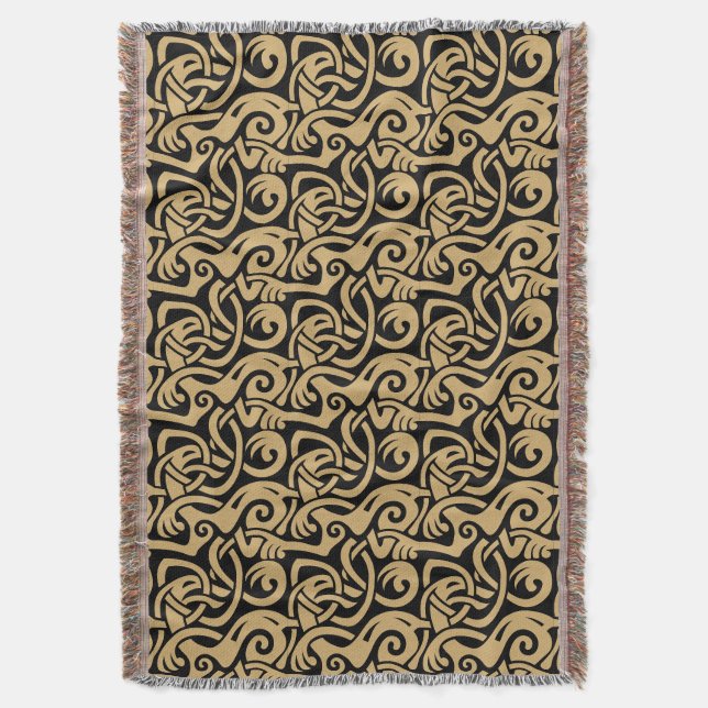 Viking Celtic Intertwinning Animal Muster Decke (Vorderseite Vertikal)