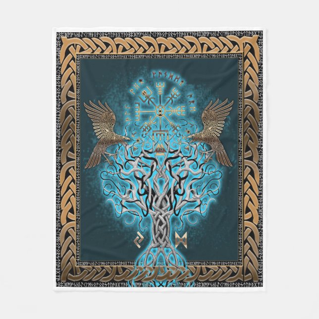 Viking Compass Yggdrasil Fleecedecke (Vorderseite)