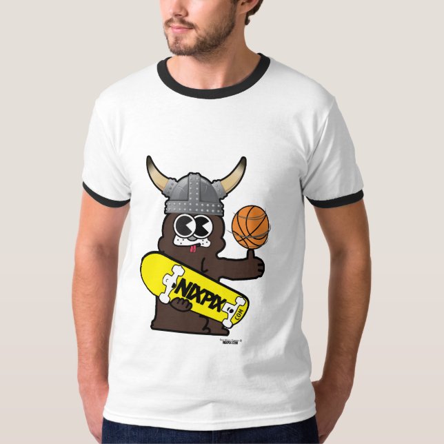 Viking, das Basketball-Hund spinnt T-Shirt (Vorderseite)