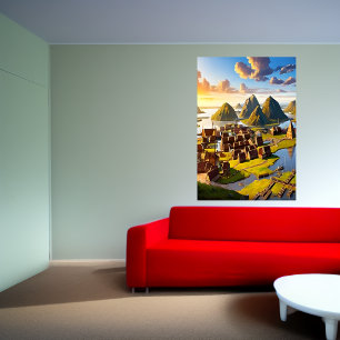 Viking Dorf am Meer   AI Art Poster