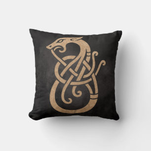 Viking Dragon Knot - Alte Nord-Symbol auf schwarz Kissen