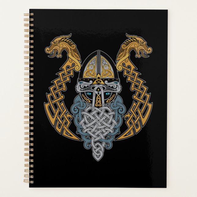 Viking Dragon Valknut Helmet Valhalla God Odin Planer (Vorderseite)
