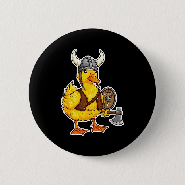 Viking Duck Funny Warrior Design  Button (Vorderseite)