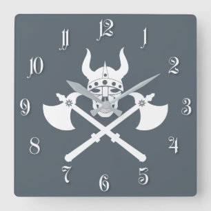 Viking-Emblem Quadratische Wanduhr