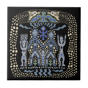 Viking-Familienfliese - Elfenbein Schwarz Blau Fliese