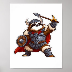 Viking Faultier Oversized T-Shirt Poster