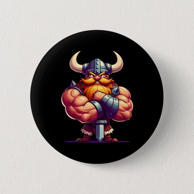 Viking Flex Muscles Fan Lover Bodybuilding Gym Button (Vorderseite)
