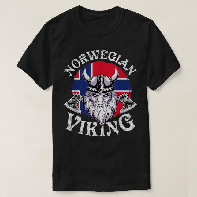 Viking Funny Norway Flag Vikings T-Shirt (Design vorne)