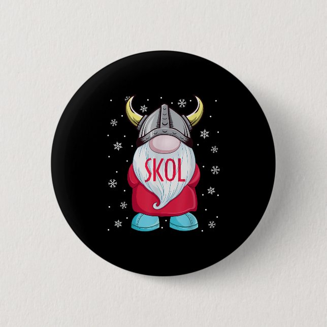 Viking Gnome Skol Christmas Norse Pajama Viking Me Button (Vorderseite)