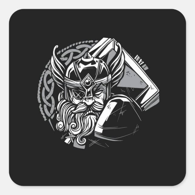 VIKING HAMMER QUADRATISCHER AUFKLEBER (Vorderseite)