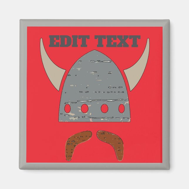 Viking Head, Text hinzufügen Magnet (Vorne)