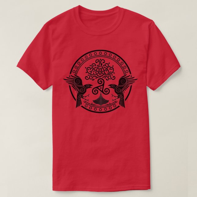 Viking Huginn und Muninn Celtic ODINS Ravens God h T-Shirt (Design vorne)
