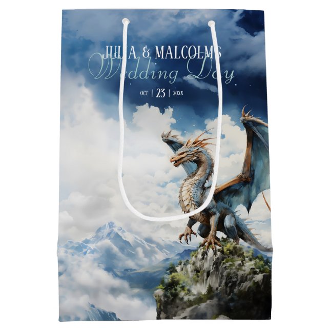Viking keltischer Drache Hochzeit oder Geburtstag Mittlere Geschenktüte (Rückseite)