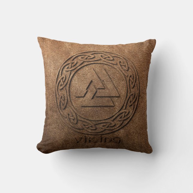 Viking-Kriegers-Leder-Druck Kissen (Vorderseite)