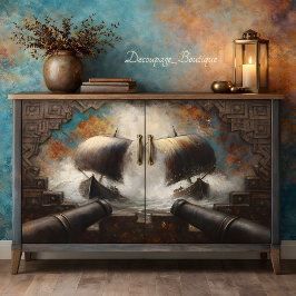 Viking Longship Battle Decoupage Seidenpapier