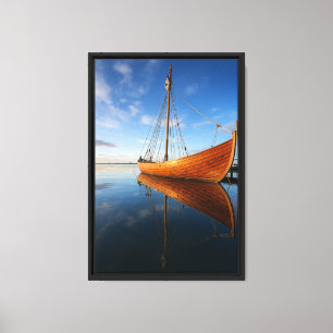 Viking Longship Reflection Scandinavian Nautic Leinwanddruck