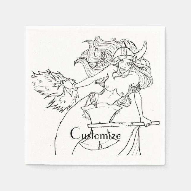 Viking Mermaid Warrior Thunder_Cove Serviette (Vorderseite)