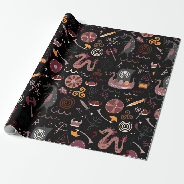 Viking-Muster nahtlos grafisch Geschenkpapier (Ungerollt)