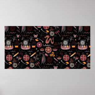 Viking-Muster nahtlos grafisch Poster