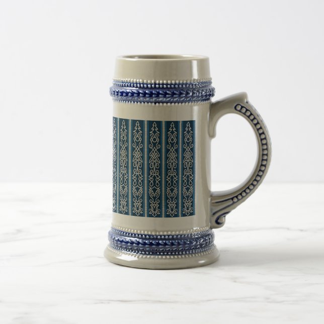 Viking Pattern Blau Bierglas (Rechts)