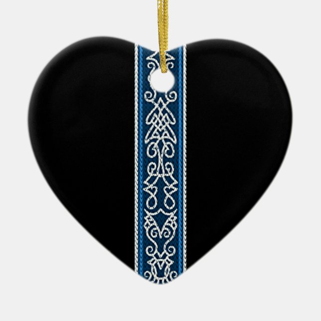 Viking Pattern Blau Keramik Ornament (Vorne)