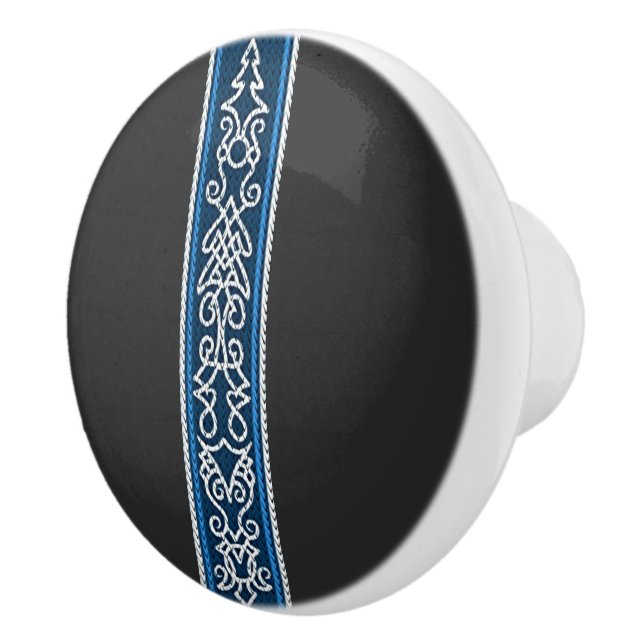 Viking Pattern Blau Keramikknauf (Rechts)