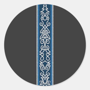 Viking Pattern Blau Runder Aufkleber