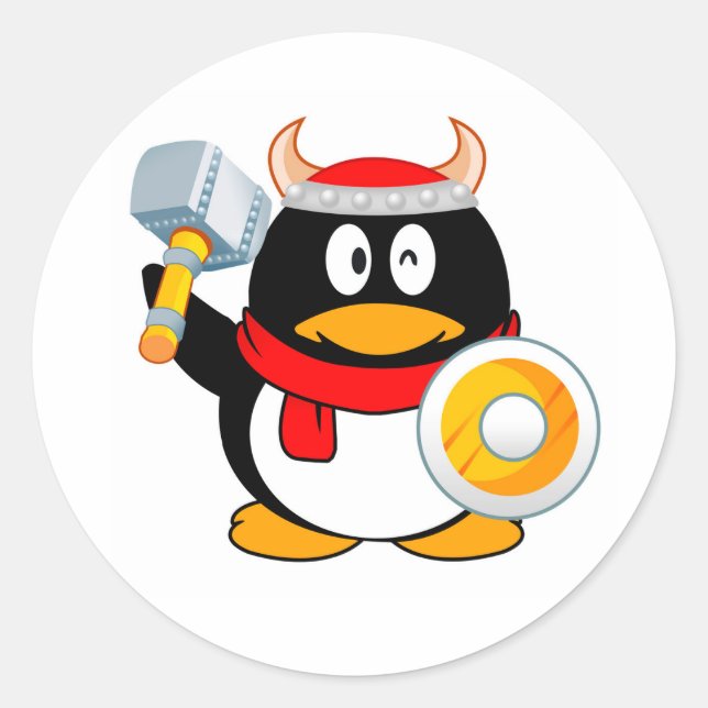 Viking Penguin Runder Aufkleber (Vorderseite)
