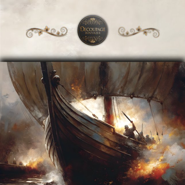 Viking Raiders auf Sea Decoupage Seidenpapier (Viking Raiders at Sea Decoupage Tissue Paper)