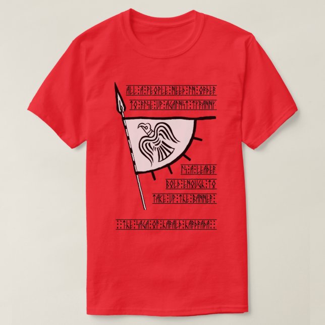 Viking Raven Banner Zitat T-Shirt (Design vorne)