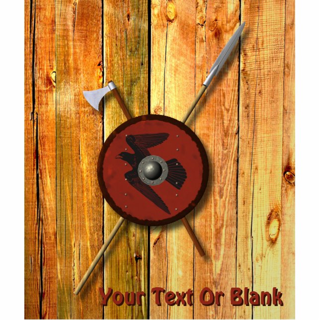 Viking Raven Shield And Weapons Fotoskulptur Magnet (Vorne)