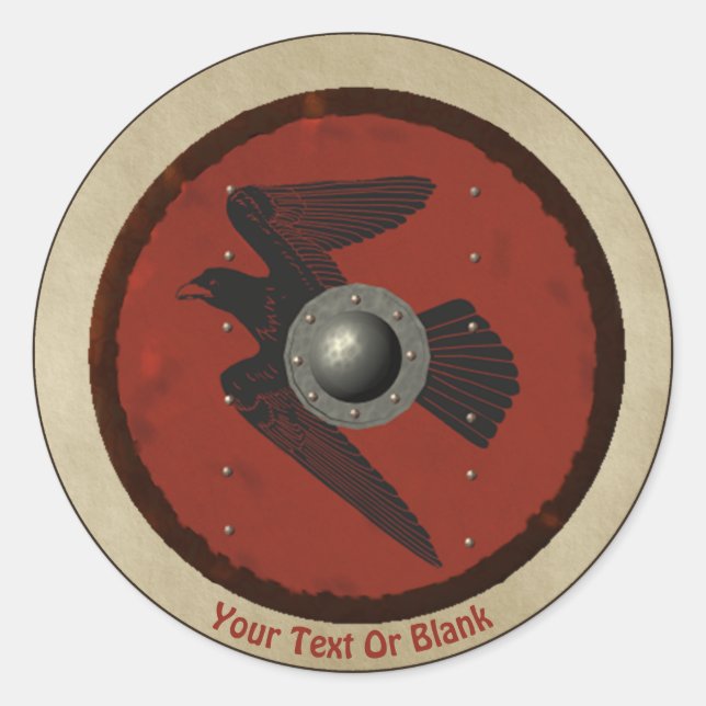 Viking Raven Shield Runder Aufkleber (Vorderseite)