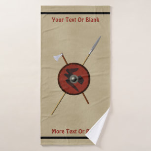 Viking Ravenschild und Waffen Badhandtuch Set